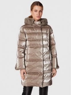 Geox Γυναίκες Χειμωνιάτικα Μπουφάν Μπουφάν πουπουλένιο Skyley W2626W T2957 F6218 Καφέ Regular Fit Καφέ